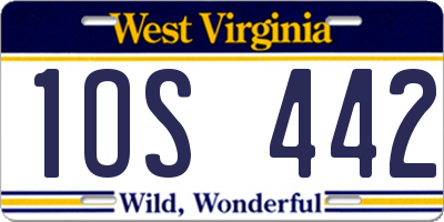 WV license plate 1OS442