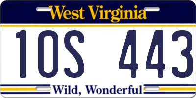 WV license plate 1OS443