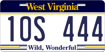 WV license plate 1OS444