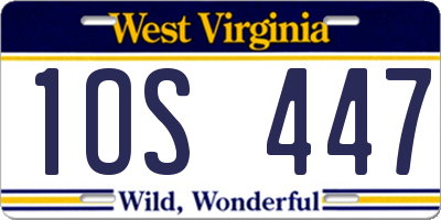 WV license plate 1OS447