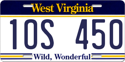 WV license plate 1OS450