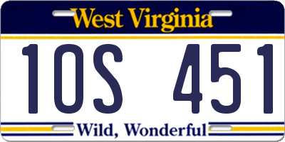 WV license plate 1OS451