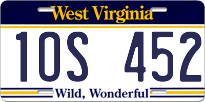 WV license plate 1OS452