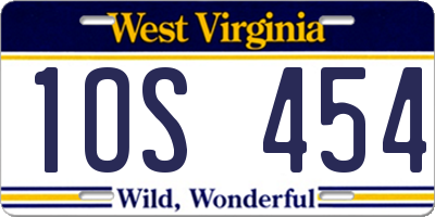 WV license plate 1OS454