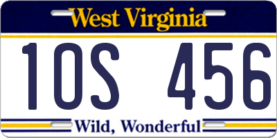 WV license plate 1OS456