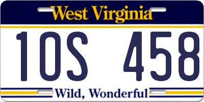 WV license plate 1OS458