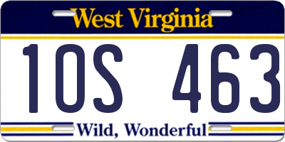WV license plate 1OS463