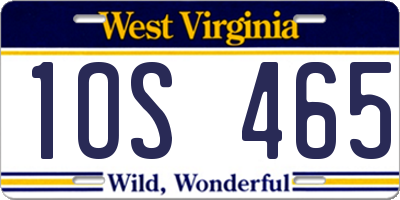 WV license plate 1OS465