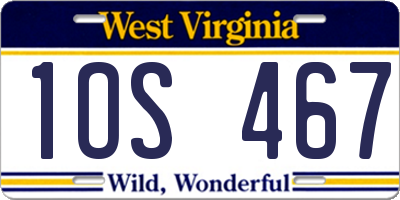 WV license plate 1OS467