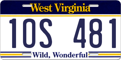 WV license plate 1OS481