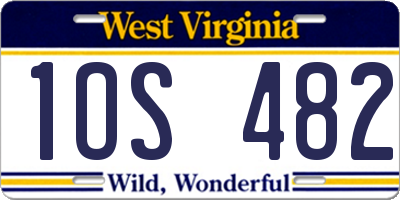 WV license plate 1OS482