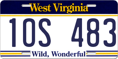 WV license plate 1OS483
