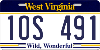 WV license plate 1OS491