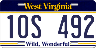 WV license plate 1OS492