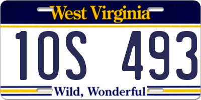 WV license plate 1OS493