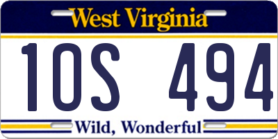 WV license plate 1OS494