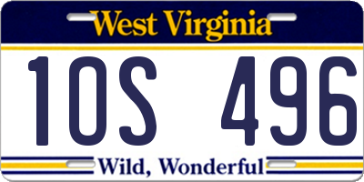 WV license plate 1OS496