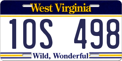 WV license plate 1OS498