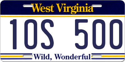 WV license plate 1OS500