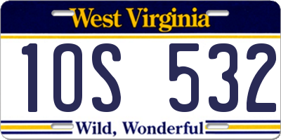 WV license plate 1OS532