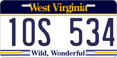WV license plate 1OS534