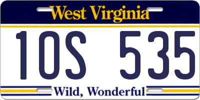 WV license plate 1OS535