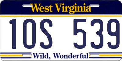 WV license plate 1OS539