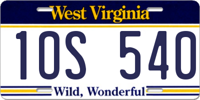 WV license plate 1OS540
