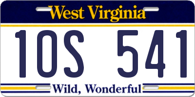 WV license plate 1OS541