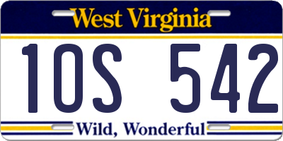 WV license plate 1OS542