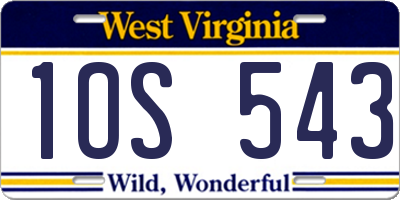 WV license plate 1OS543