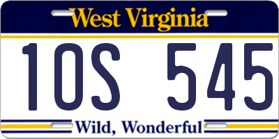 WV license plate 1OS545