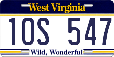 WV license plate 1OS547