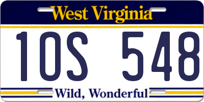WV license plate 1OS548