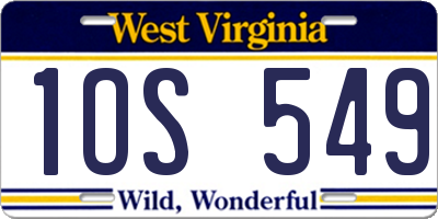 WV license plate 1OS549