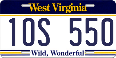 WV license plate 1OS550