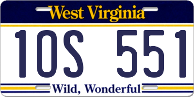 WV license plate 1OS551