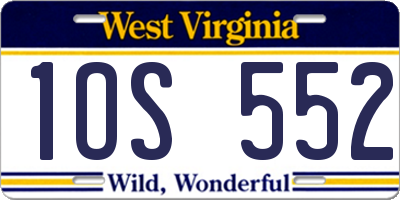 WV license plate 1OS552
