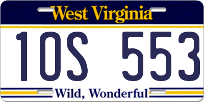 WV license plate 1OS553
