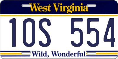 WV license plate 1OS554