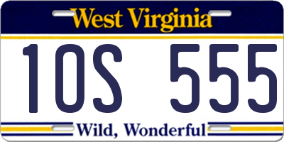 WV license plate 1OS555
