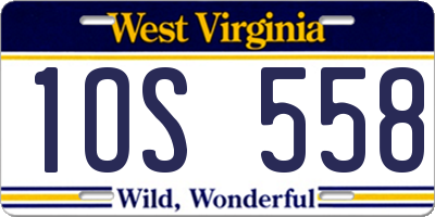 WV license plate 1OS558