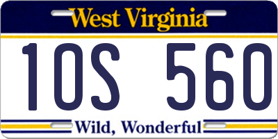 WV license plate 1OS560