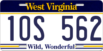 WV license plate 1OS562
