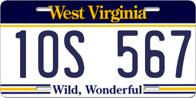 WV license plate 1OS567