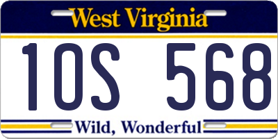 WV license plate 1OS568