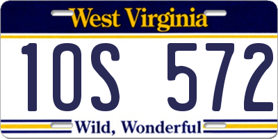 WV license plate 1OS572
