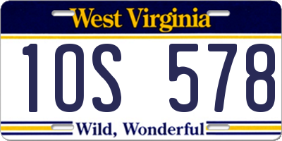 WV license plate 1OS578