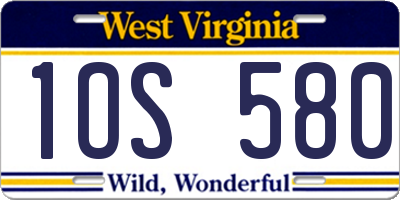 WV license plate 1OS580
