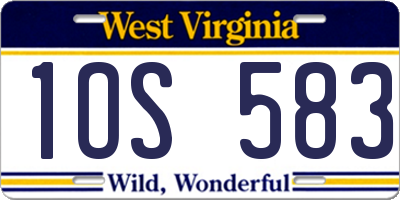 WV license plate 1OS583